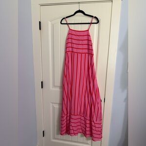 Pink and Red Striped Maxi Sundress